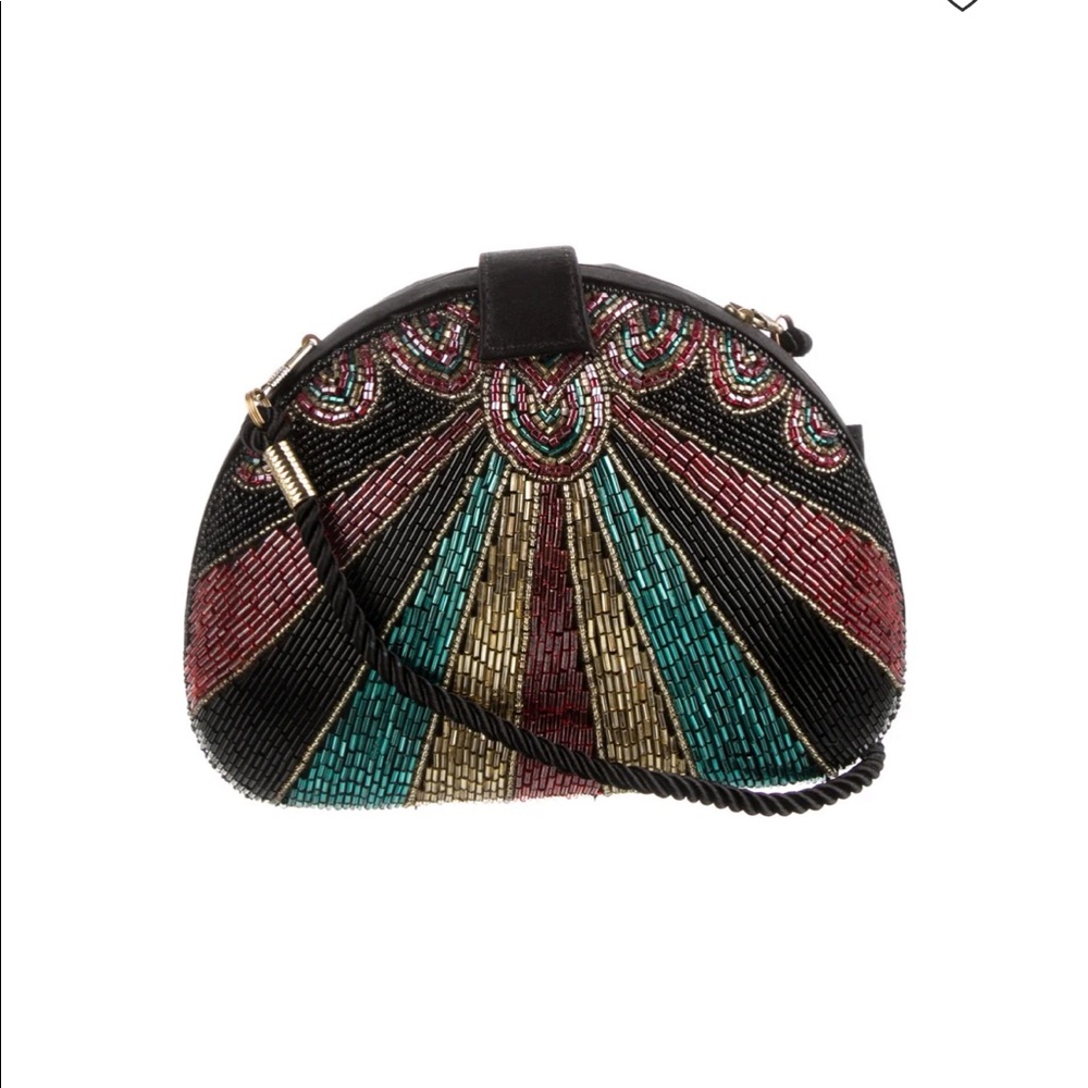 Bob Mackie Beaded Black, Teal, Gold & Burgundy Dome Shoulder Bag